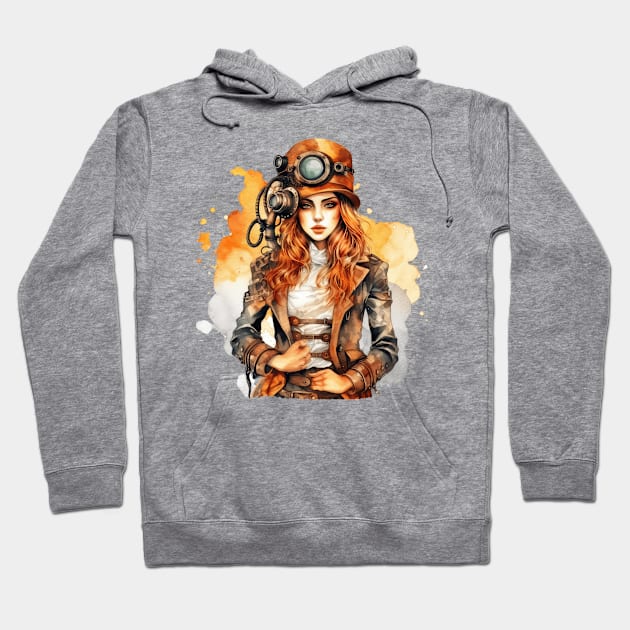 Watercolor Steampunk Girl #5 Hoodie by Chromatic Fusion Studio